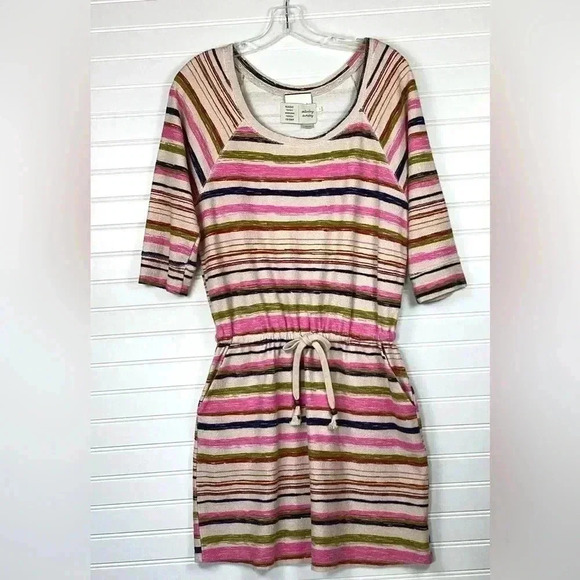 Anthropologie Saturday Sunday Size XS Spectrum Terry Cloth Mini Dress Drawstring - Picture 1 of 9